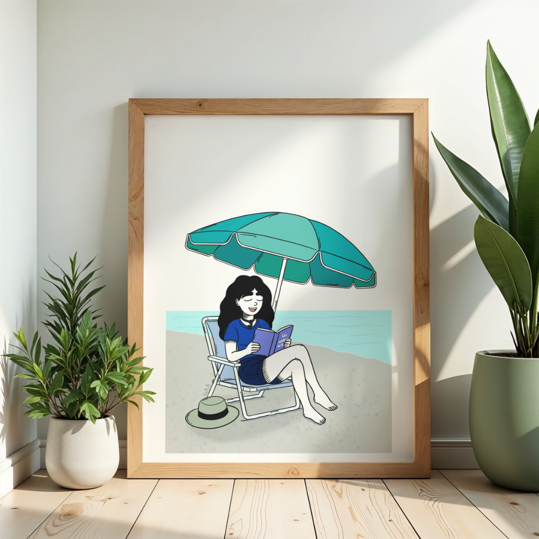 Ilustración "Ofelia bajo la sombrilla" (EDICIÓN ESPECIAL)
