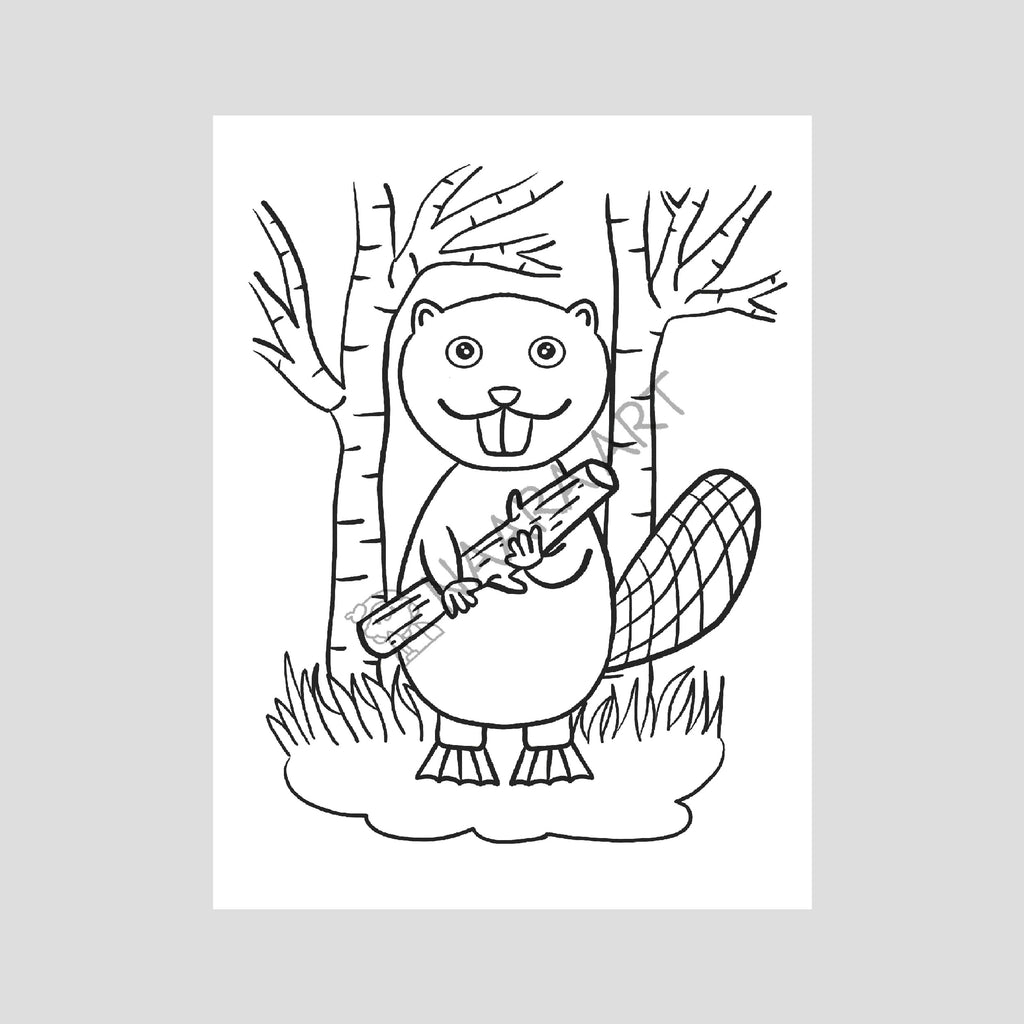 💻 Lámina colorear castor y su madera