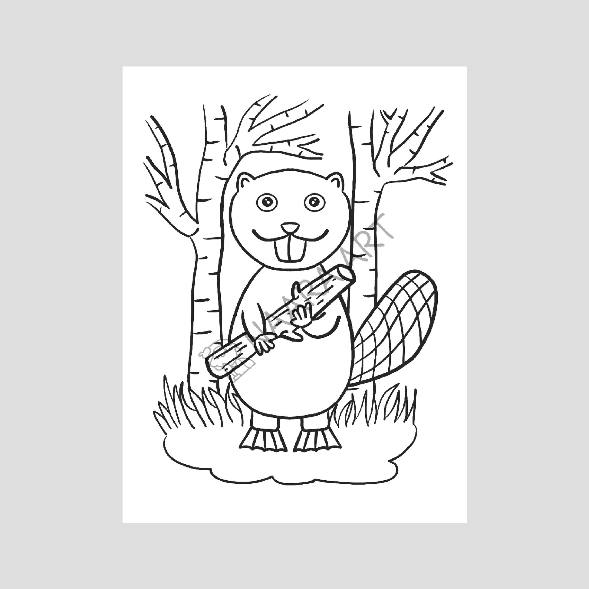 💻 Lámina colorear castor y su madera