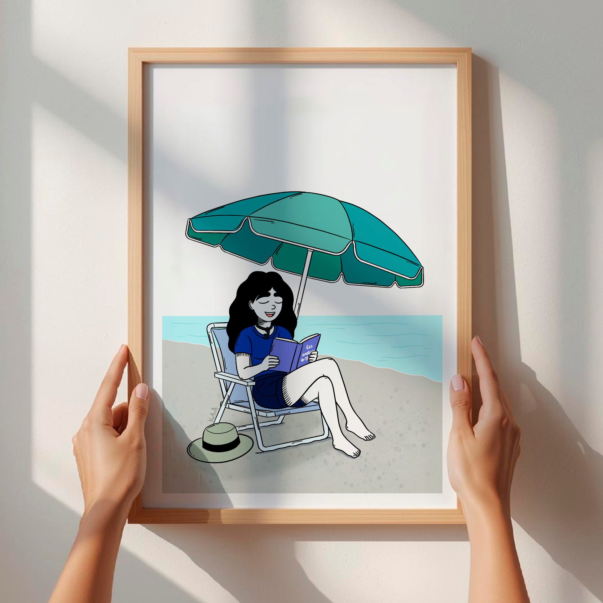 Ilustración digital "Ofelia bajo la sombrilla"
