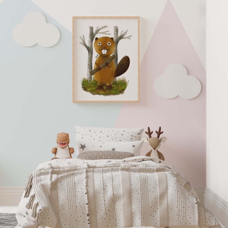 Castor con su madera