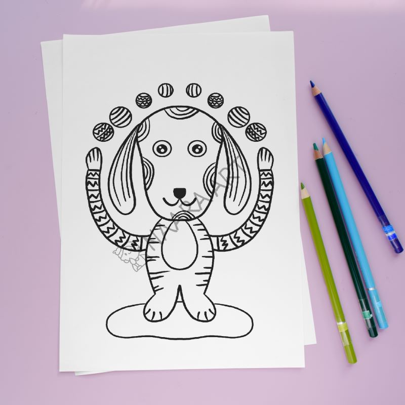 💻 Lámina colorear perro malabarista