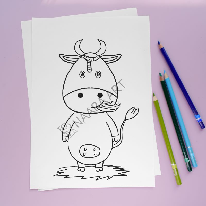 💻 Lámina colorear vaquita hambrienta