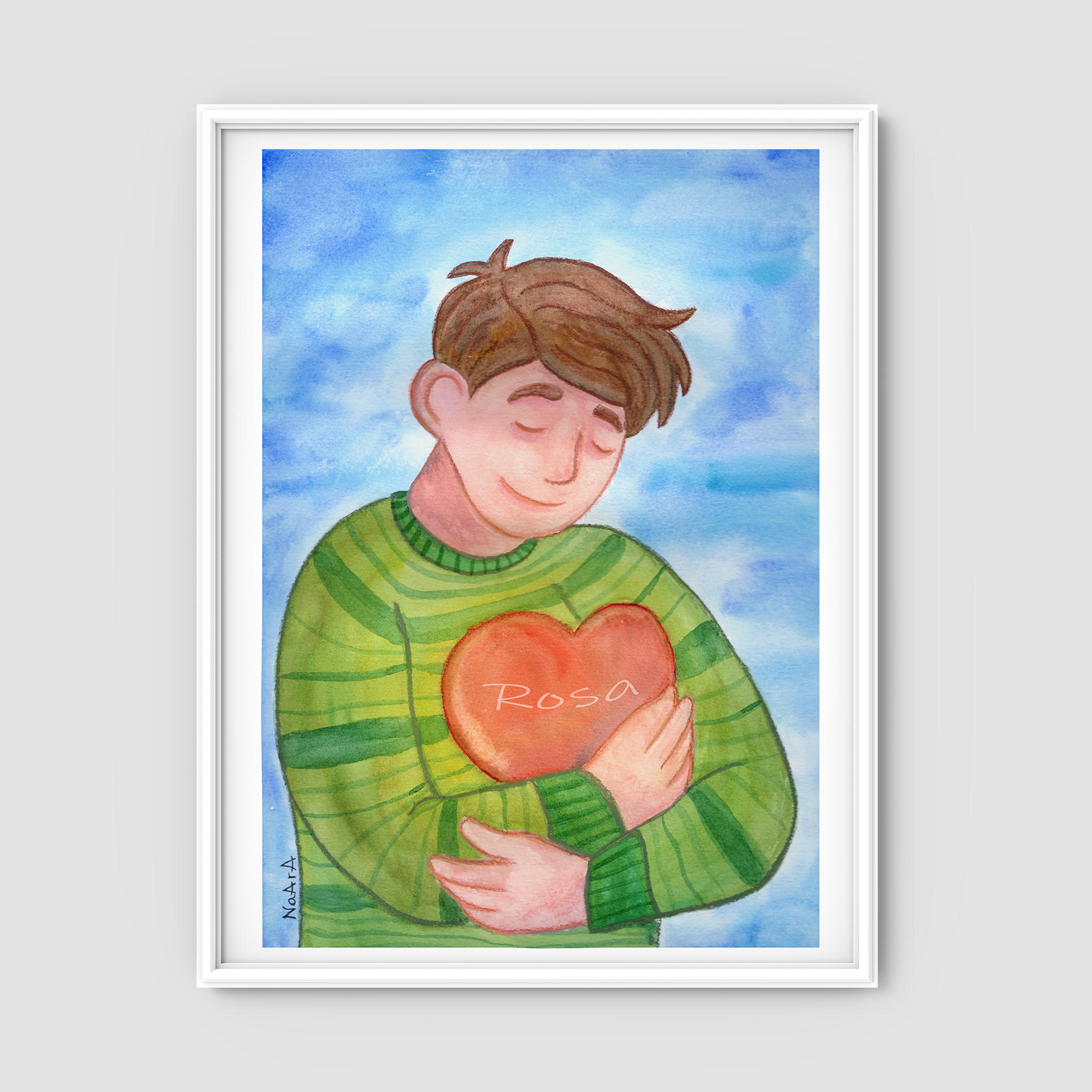 Lámina siempre en mi corazón (Personalizable con nombre, ilustración mujer u hombre)