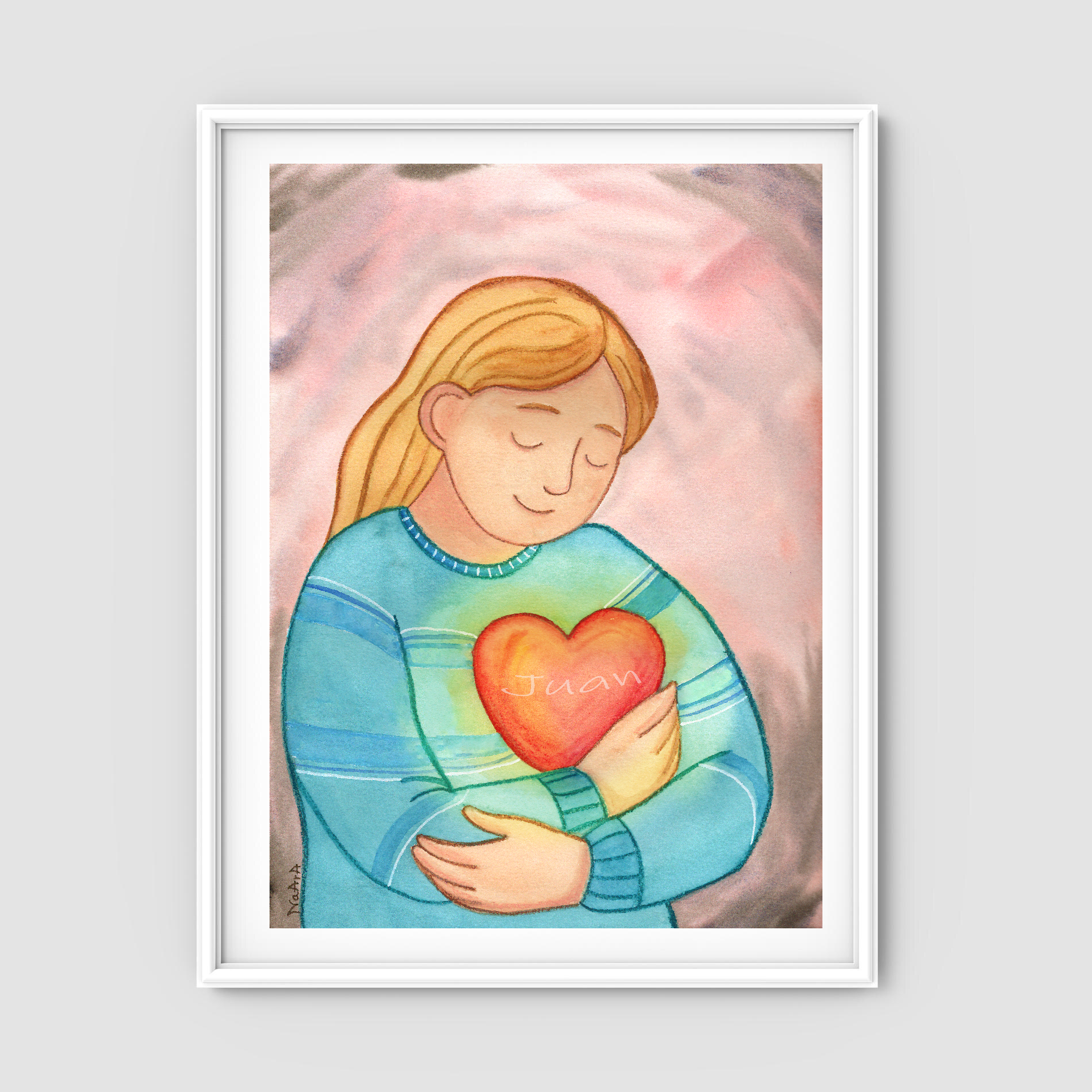 Lámina siempre en mi corazón (Personalizable con nombre, ilustración mujer u hombre)