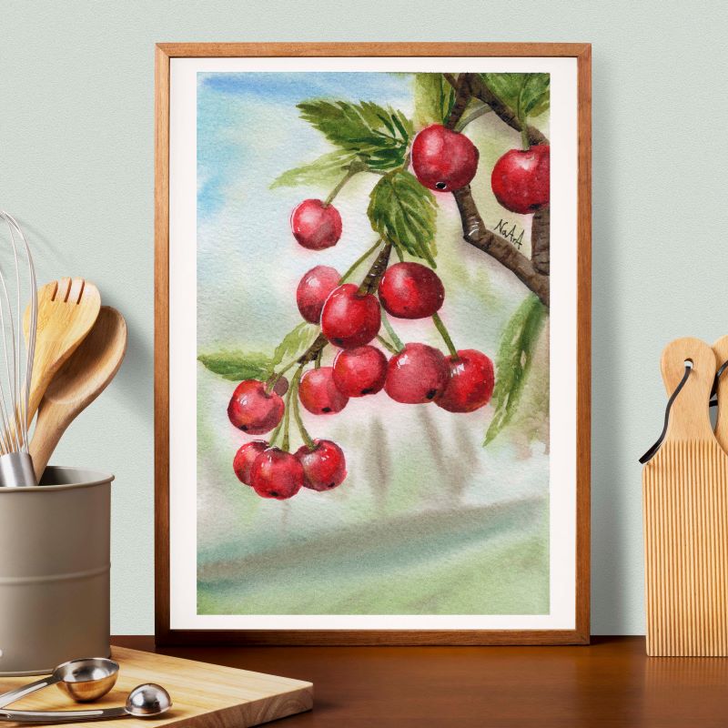 ⬇️ Lámina ramo de cerezas