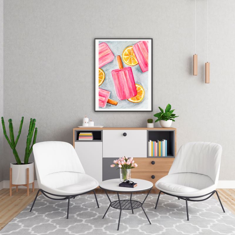 Helados fresa con rodajas de limón