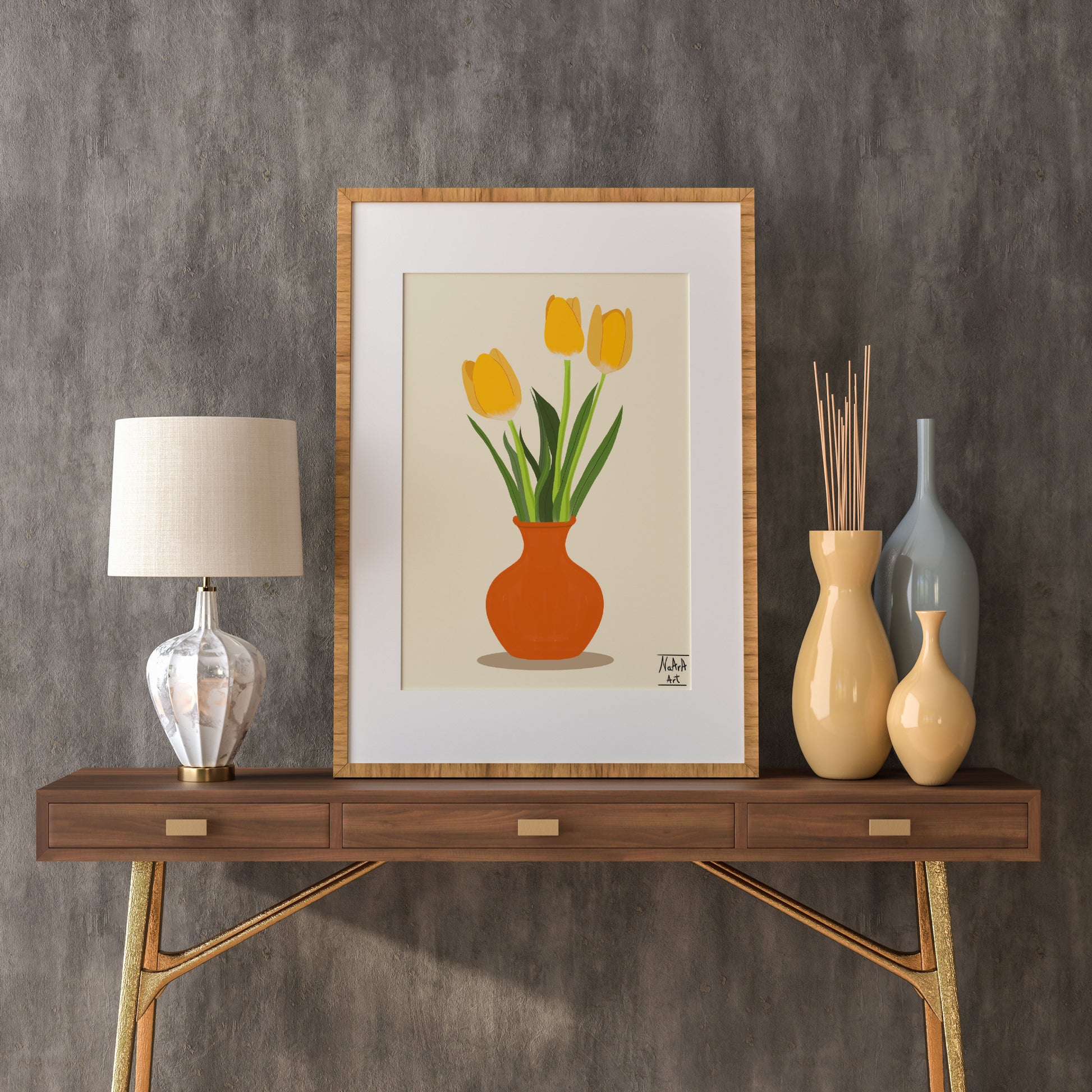 Jarrón de tulipanes