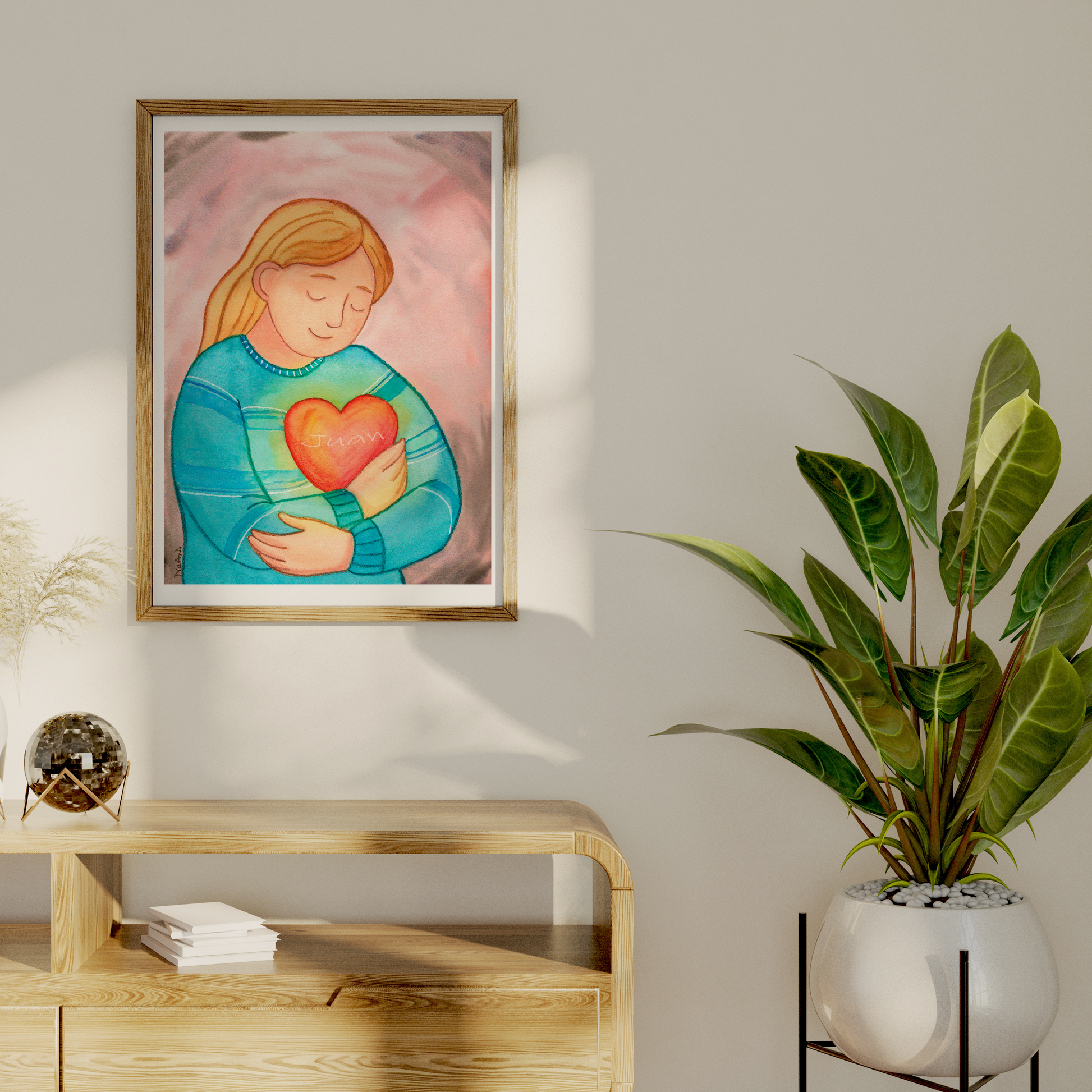 Lámina siempre en mi corazón (Personalizable con nombre, ilustración mujer u hombre)