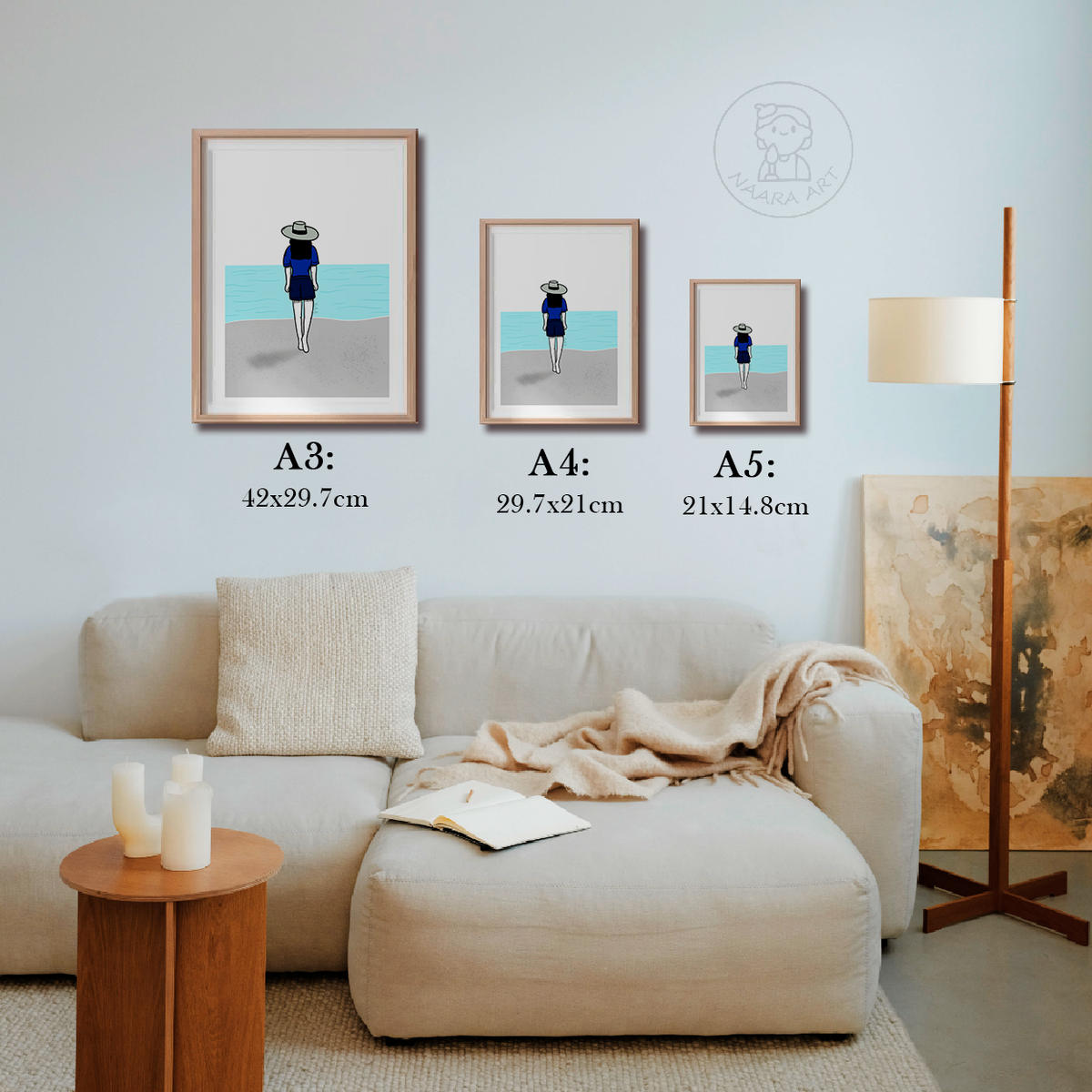 Ilustración digital "Ofelia mirando al mar"