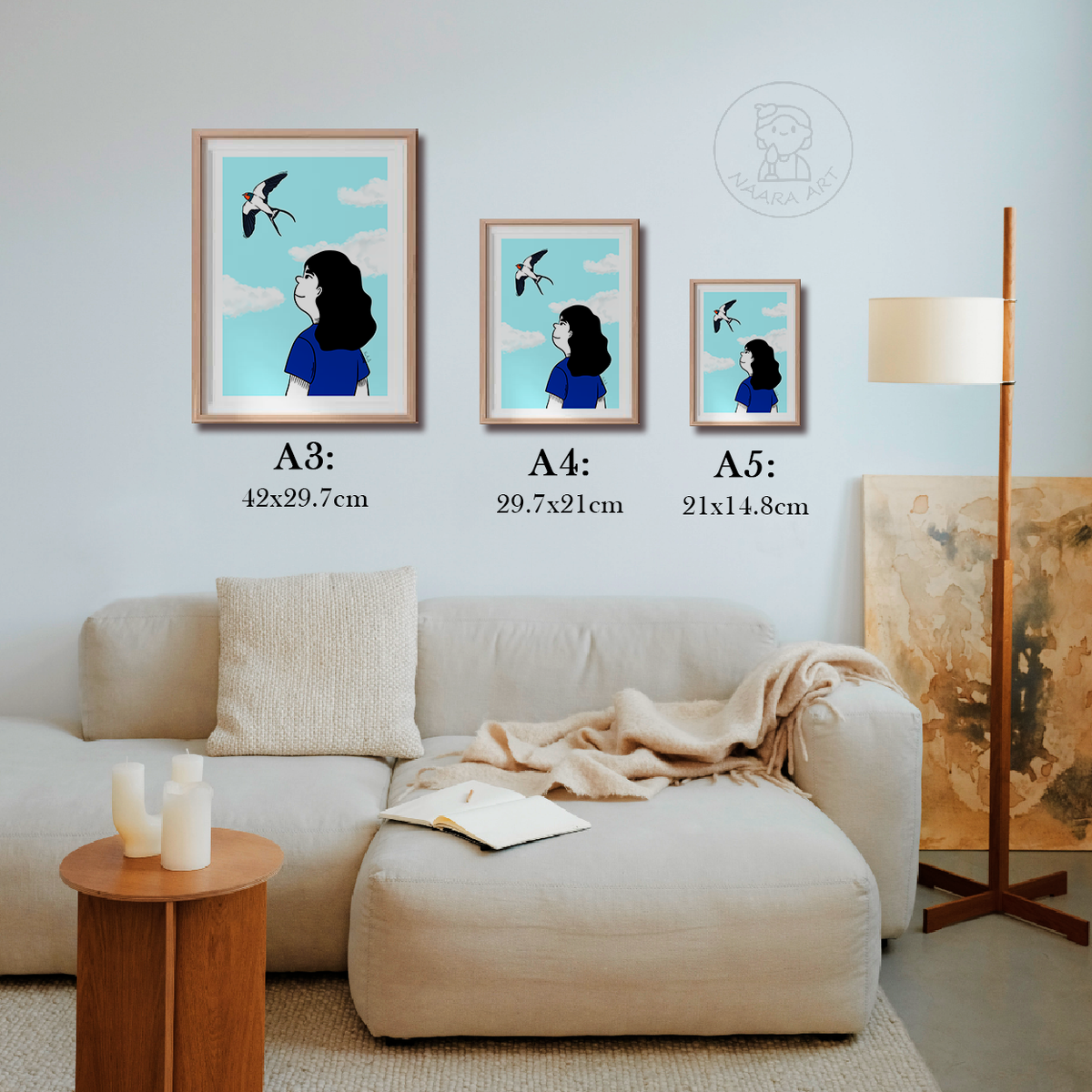 Ilustración digital "Ofelia y la golondrina"