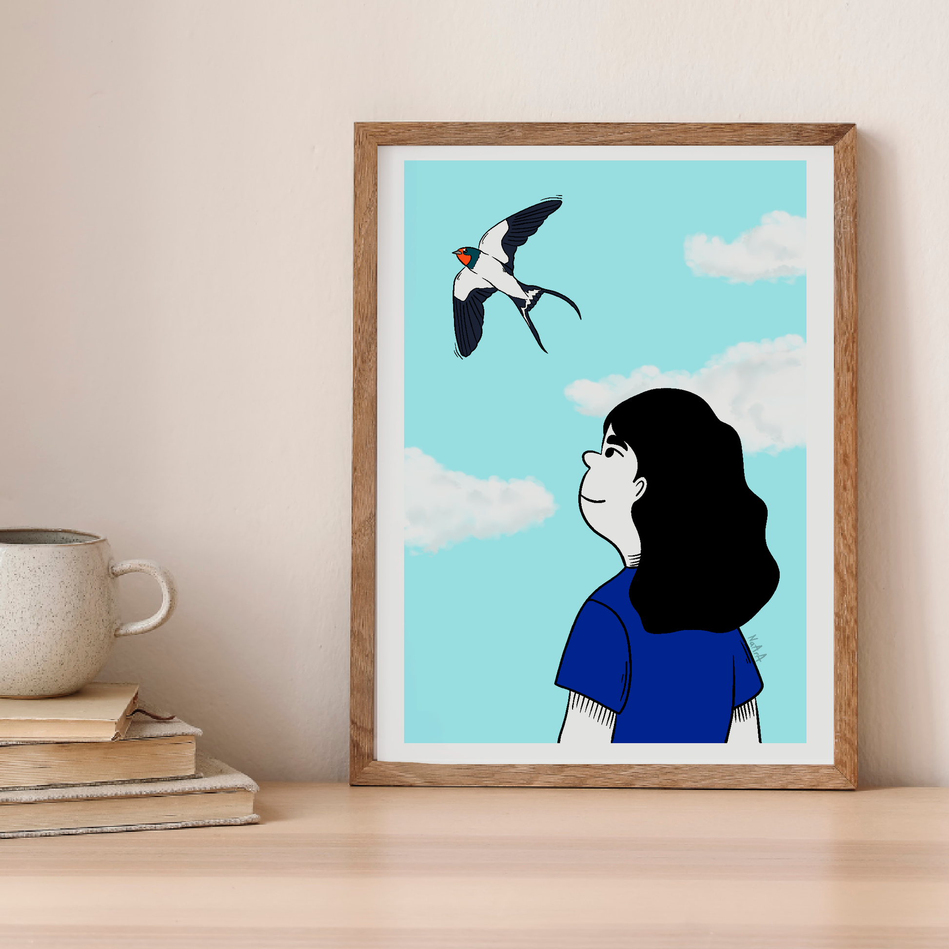 Lámina digital "Ofelia y la golondrina"