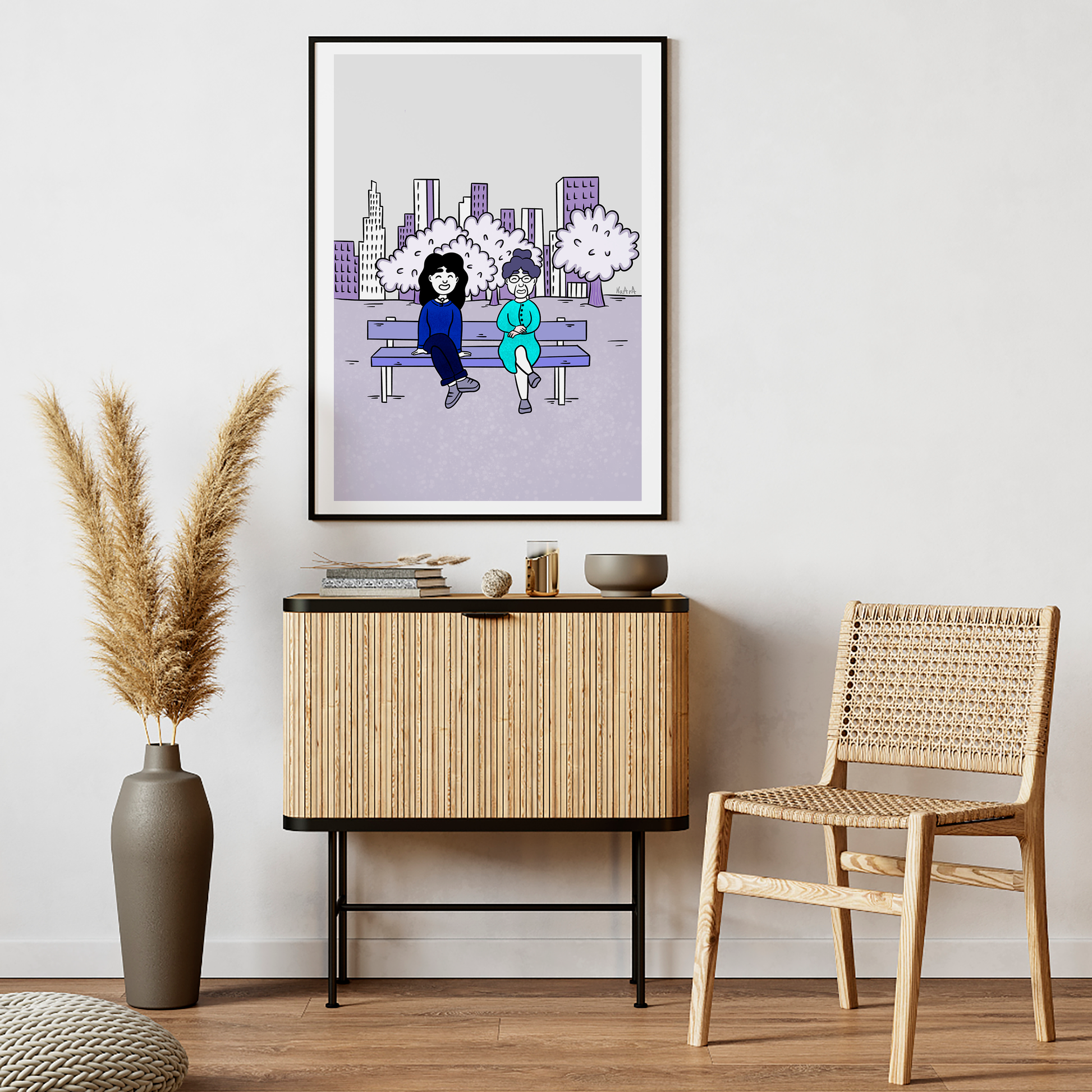 Ilustración digital "Ofelia en la ciudad"